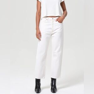 Agolde 90s crop mid rise  straight jeans in white